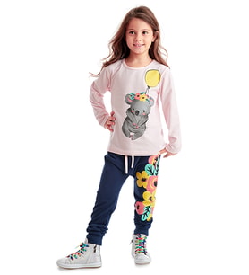 Balonlu Koala Kız Çocuk T-shirt Pantolon Takım