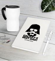 BK Gift Kişiye Özel Galaksinin En İyi Babası Beyaz Defter Kalem Termos Mug Seti-1 (Model 1)