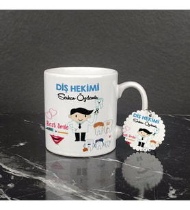Diş Hekimi Kupa Bardak ve Anahtarlık Set 002