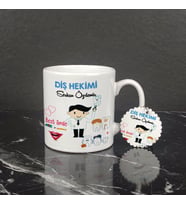 Diş Hekimi Kupa Bardak ve Anahtarlık Set 002