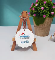 Mesajlı Su Ürünleri Mühendisi Tasarımlı Kişiye Özel Hediye Su Ürünleri Mühendisi Ahşap Anahtarlık