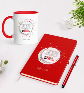BK Gift Kişiye Özel 2024 Sana Mutluluk Getirsin Kırmızı Defter Kalem Kupa Seti - 1