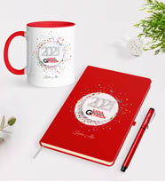 BK Gift Kişiye Özel 2024 Sana Mutluluk Getirsin Kırmızı Defter Kalem Kupa Seti - 1