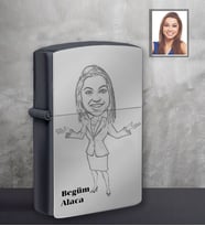 Kişiye Özel Öğretmen Karikatürlü Siyah Benzinli Çakmak Bayan-4