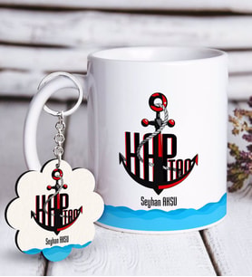 BK Gift Kişiye Özel Mesleki Kaptan Beyaz Kupa ve Anahtarlık Hediye Seti-5 (Model 1)