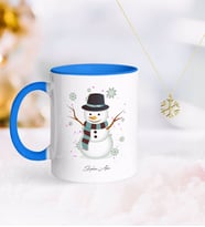 BK Gift Kişiye Özel Kardan Adam Mavi Kupa ve Kar Tanesi Kolye-1 (Model 1)
