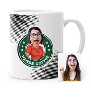 BK Gift Kişiye Özel Kahve Logolu Karikatür Beyaz Kupa Bardak  1b