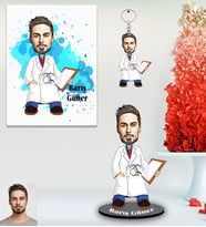 Kişiye Özel Doktor Karikatürlü 3 lü Hediye Seti Bay-1