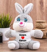 Sevgililere Özel İsim Yazılı Peluş Tavşan