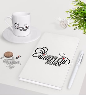 BK Gift Kişiye Özel Güzellik Uzmanı Beyaz Defter Kalem Türk Kahvesi Fincanı Seti-2 (Model 1)