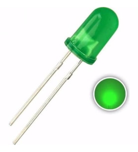 10 Adet - 5mm Diffused Led - Yeşil(Green) - Arduino, Deney