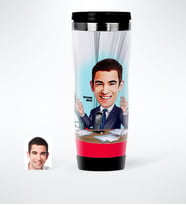 BK Gift Kişiye Özel Bay Spiker Sunucu Karikatürlü Çelik Termos Bardak  1