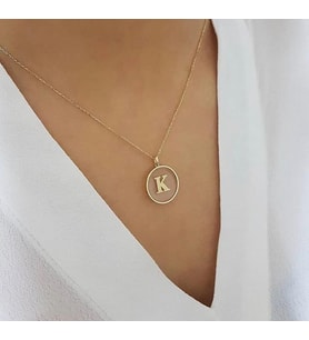 Kişiye Özel  24 Ayar Has Altın Kaplama Halka Harf  Kolye (Gold)