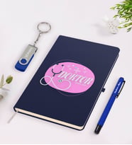 BK Gift Kişiye Özel Doktor Temalı Lacivert Defter Kalem 32gb USB Bellek Hediye Seti-15 (Model 1)