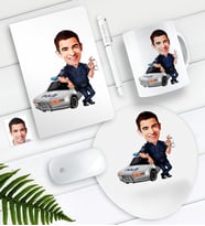 BK Gift Kişiye Özel Bay Trafik Polisi Karikatürlü Defter Kalem Kupa Mouse Pad Seti-1 (Model 1)