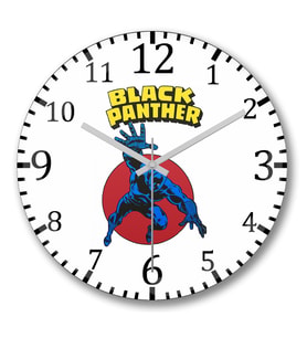 Black Panther Duvar Saati Bombeli Gercek Cam
