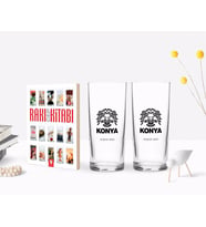 BK Gift Kişiye Özel Renkli Baskılı Konya Tasarımlı Turistik İkili Rakı Bardağı ve Rakı Cep Kitabı Hediye Seti-1 (Model 1)