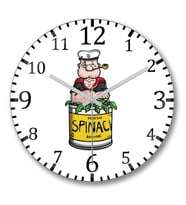 Popeye Spinach Temel Reis Duvar Saati Bombeli Gercek Cam