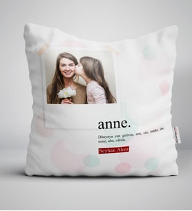 BK Gift Kişiye Özel Fotoğraflı Anne Anlamı Yastık-2 (Beyaz)