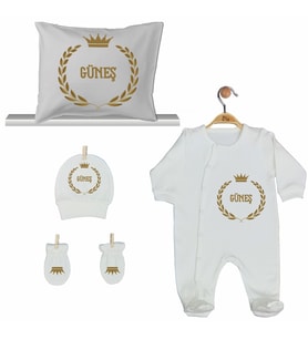 Pia Baby GL 2007 İsme Özel Taçlı Yastık Tulum Set