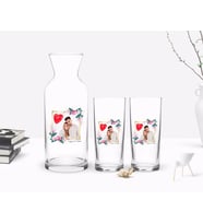 BK Gift Kişiye Özel Renkli Baskılı İsimli Fotoğraflı İkili Rakı Bardağı ve Karaf Hediye Seti-30 (Model 1)