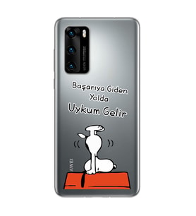 Snoopy Tasarımlı Süper Şeffaf Silikon Telefon Kılıfı Huawei P40