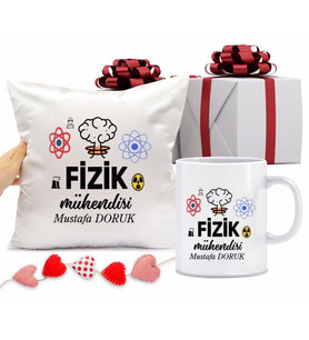 Fizik Mühendisi Bardağı ve Yastığı Hediye Seti (Model 1)