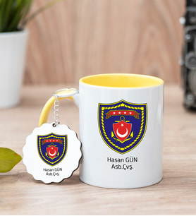 Deniz Kuvvetleri Sarı Kupa Bardak Ve Anahtarlık Set