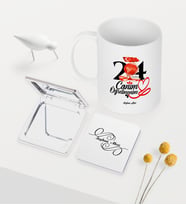 BK Gift Kişiye Özel Canım Öğretmenim Temalı Beyaz Kupa Ayna Seti - 2