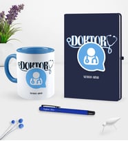BK Gift Kişiye Özel Doktor Temalı Lacivert Defter Kalem Kupa Seti - 11 (Model 1)
