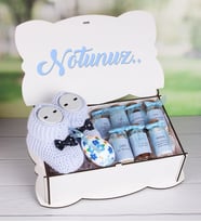 Kişiye Özel Hoşgeldin Bebek 40 Uçurma Dilek Hediye Seti 89768 (Mavi)
