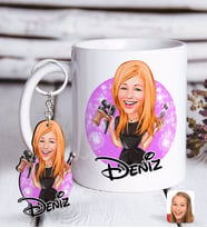 BK Gift Kişiye Özel Kadın Güzellik Uzmanı Karikatürlü Beyaz Kupa ve Anahtarlık Hediye Seti-1 (Model 1)