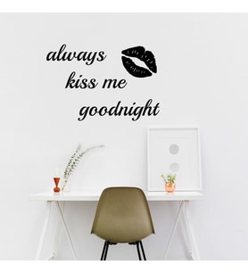 New Jargon - El Yazısı Always Kiss Me Goodnight Duvar Yazısı Sticker 60x40cm - Siyah