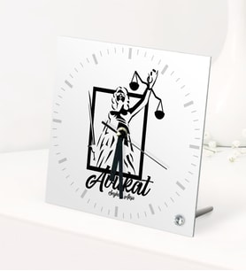 BK Gift Kişiye Özel Avukat Temalı Masaüstü Kare Cam Saat - 16 (Beyaz)
