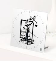 BK Gift Kişiye Özel Avukat Temalı Masaüstü Kare Cam Saat - 16 (Beyaz)