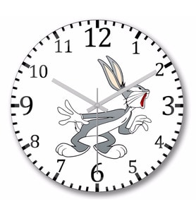 Looney Tunes Bugs  Bunny Duvar Saati Bombeli Gercek Cam
