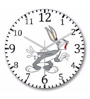 Looney Tunes Bugs  Bunny Duvar Saati Bombeli Gercek Cam