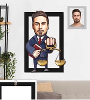 Kişiye Özel Avukat Karikatürlü 3D Ahşap Tablo 30x47 Bay-3