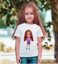 BK Gift Kişiye Özel Kız Çocuk Karikatürlü Beyaz T-Shirt-3 (Beyaz)