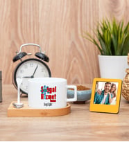 Sosyal Hizmet Uzmanı Fincan ve Turuncu Mini Fotoğraf Çerçevesi
