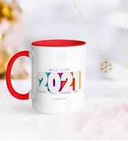 BK Gift Kişiye Özel 2024 Mutlu Yıllar Kırmızı Kupa ve Kar Tanesi Kolye-5 (Model 1)