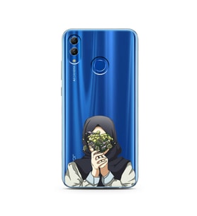 Kapalı Çiçekli Kız Tasarımlı Süper Şeffaf Silikon Telefon Kılıfı Huawei Honor 10