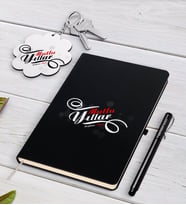 BK Gift Kişiye Özel Yılbaşı Mutlu Yıllar Siyah Defter Kalem ve Anahtarlık Hediye Seti-6 (Model 1)