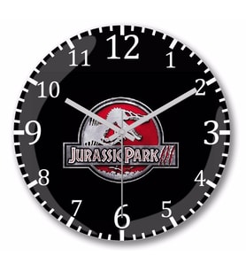 Jurassic Park  Duvar Saati Bombeli Gercek Cam