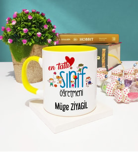 Mesajlı Sınıf Öğretmeni Kupa Bardak Sarı