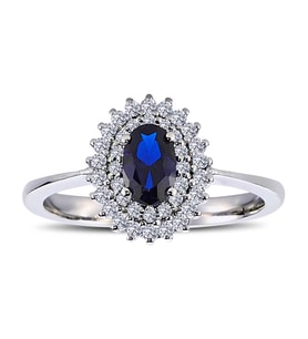 Lova Pırlantalı Oval Safir Anturaj Yüzük - 1020238