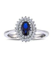Lova Pırlantalı Oval Safir Anturaj Yüzük - 1020238