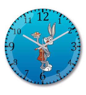 Looney  Tunes Bugs Bunny Duvar Saati Bombeli Gercek Cam