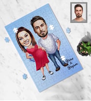 Kişiye Özel Sevgili Karikatürlü A3 130 Parça Puzzle Model 14