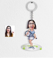 BK Gift Kişiye Özel Bayan Tenis Oyuncusu Karikatür Anahtarlık  1